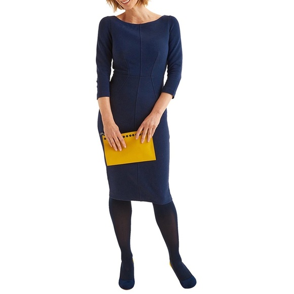 BODEN Aurelia Ottoman Holiday Dress Women’s 6P Petite Red Ribbed Lined Career - Picture 3 of 13